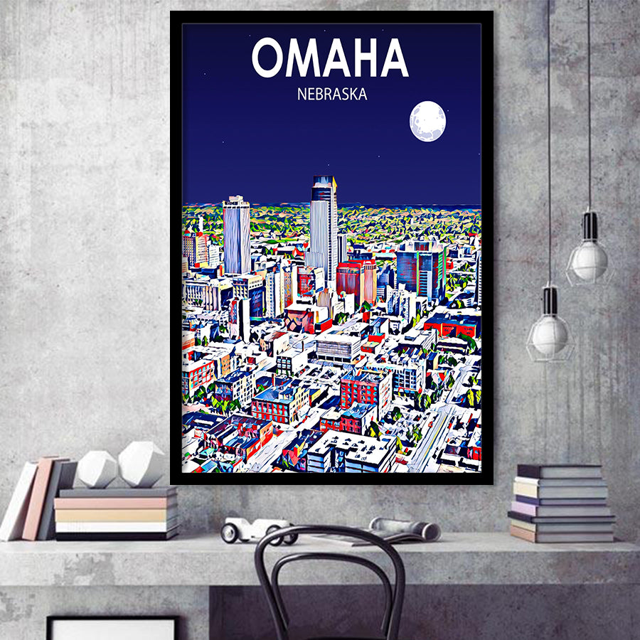Omaha NE Art V1, City Art Print, Framed Art Print Wall Art Home Decor, Framed Picture