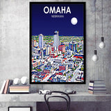 Omaha NE Art V1, City Art Print, Framed Art Print Wall Art Home Decor, Framed Picture