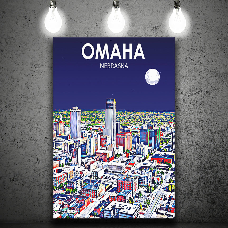 Omaha NE Art V1 ,City Art Print, Large Canvas, Canvas Print Wall Art Home Decor