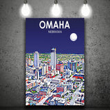 Omaha NE Art V1 ,City Art Print, Large Canvas, Canvas Print Wall Art Home Decor