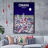 Omaha NE Art V1, City Art Print, Framed Art Print Wall Art Home Decor, Framed Picture