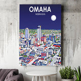 Omaha NE Art V1 ,City Art Print, Large Canvas, Canvas Print Wall Art Home Decor