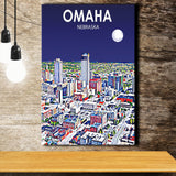 Omaha NE Art V1 ,City Art Print, Large Canvas, Canvas Print Wall Art Home Decor