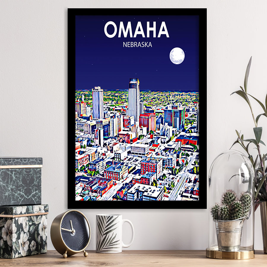 Omaha NE Art V1, City Art Print, Framed Art Print Wall Art Home Decor, Framed Picture