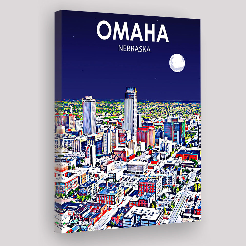 Omaha NE Art V1 ,City Art Print, Large Canvas, Canvas Print Wall Art Home Decor