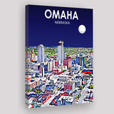 Omaha NE Art V1 ,City Art Print, Large Canvas, Canvas Print Wall Art Home Decor