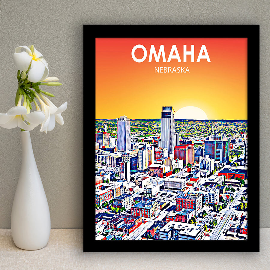 Omaha NE Art, City Art Print, Framed Art Print Wall Art Home Decor, Framed Picture