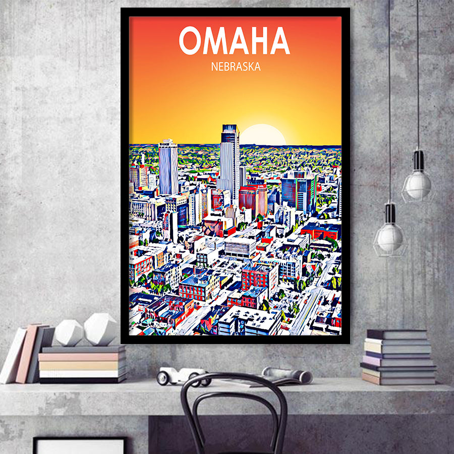 Omaha NE Art, City Art Print, Framed Art Print Wall Art Home Decor, Framed Picture