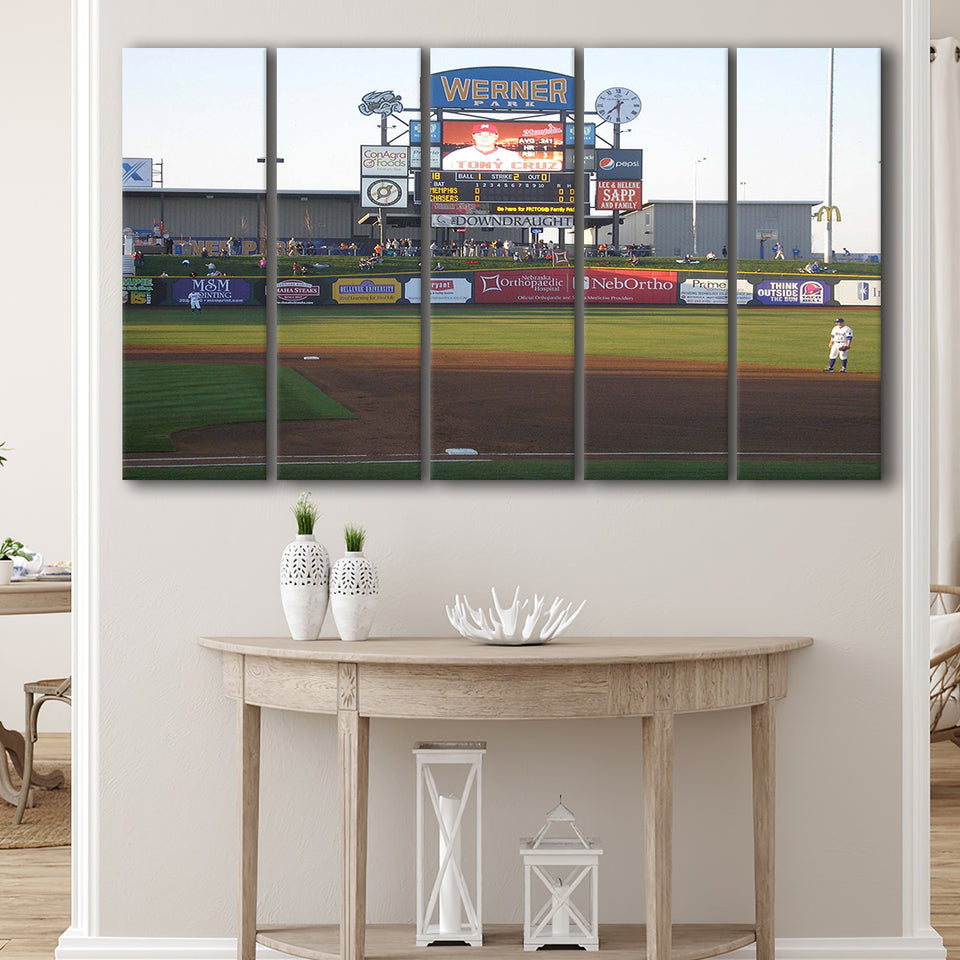 Omaha Storm Chasers Wall Art Werner Park Stadium Canvas Prints,Multi Panels B,Sport Stadium Art Prints, Fan Gift