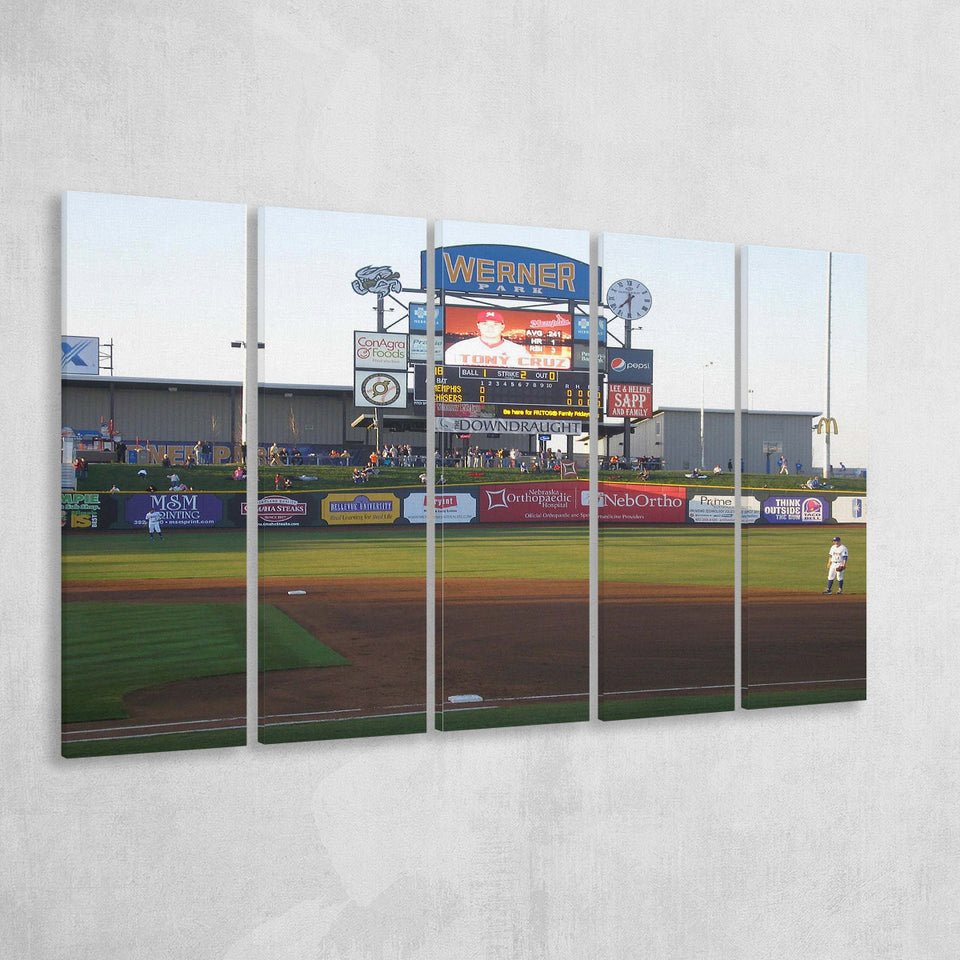 Omaha Storm Chasers Wall Art Werner Park Stadium Canvas Prints,Multi Panels B,Sport Stadium Art Prints, Fan Gift