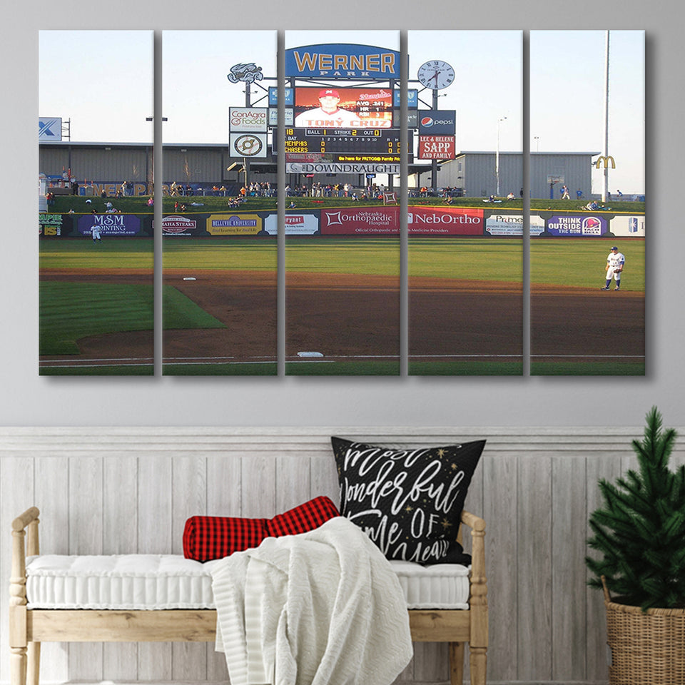 Omaha Storm Chasers Wall Art Werner Park Stadium Canvas Prints,Multi Panels B,Sport Stadium Art Prints, Fan Gift