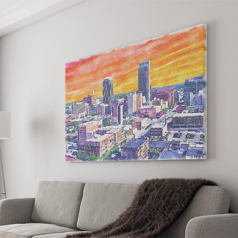 Omaha Watercolor Omaha Nebraska, Sport Art Prints Fan Gift, Canvas Prints Wall Art Decor