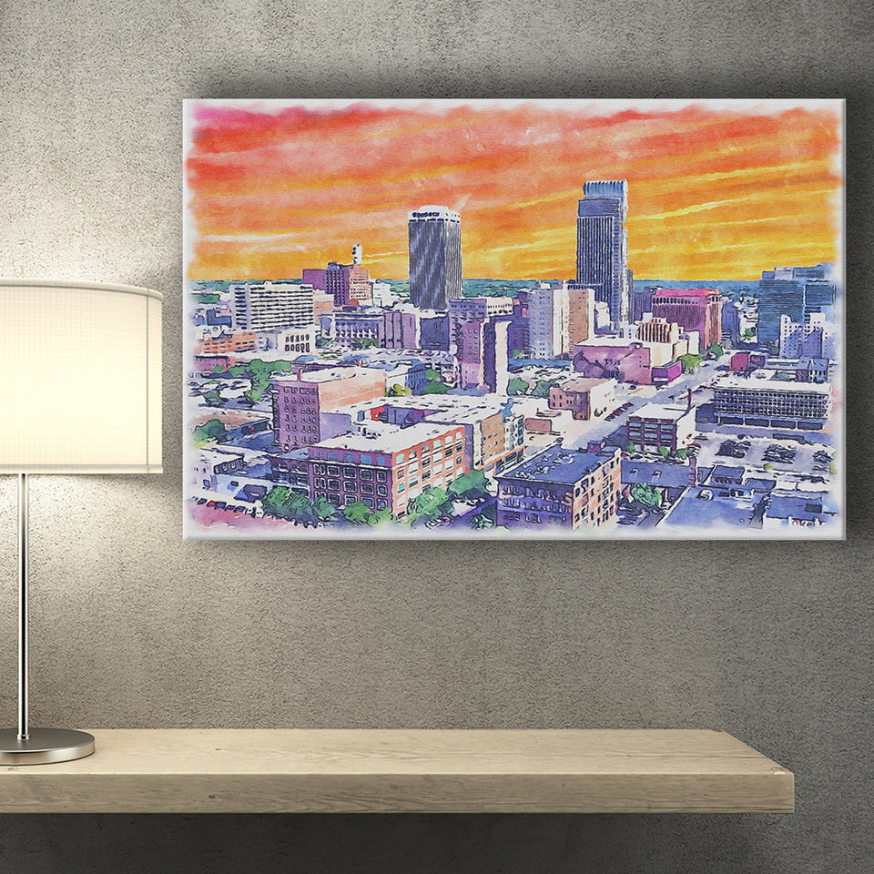 Omaha Watercolor Omaha Nebraska, Sport Art Prints Fan Gift, Canvas Prints Wall Art Decor