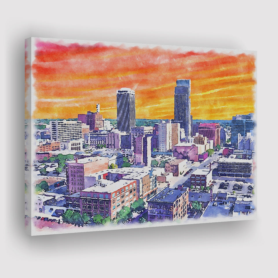 Omaha Watercolor Omaha Nebraska, Sport Art Prints Fan Gift, Canvas Prints Wall Art Decor