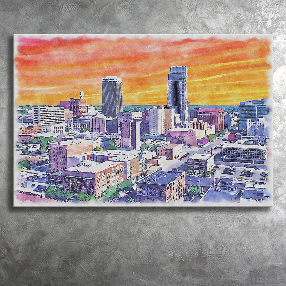 Omaha Watercolor Omaha Nebraska, Sport Art Prints Fan Gift, Canvas Prints Wall Art Decor