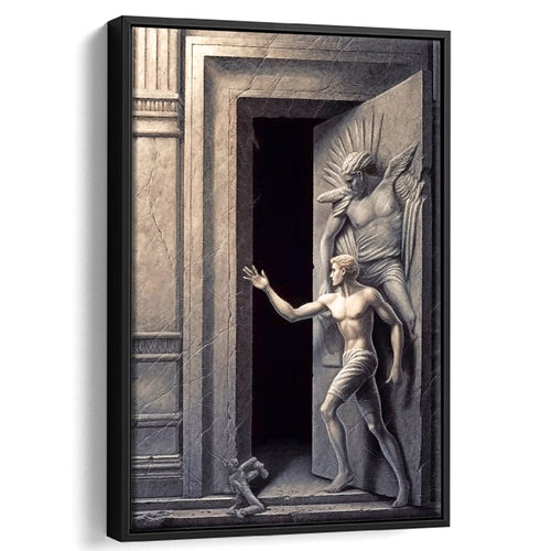Open The Door Framed Canvas Prints Wall Art, Floating Frame, Large Canvas Home Decor