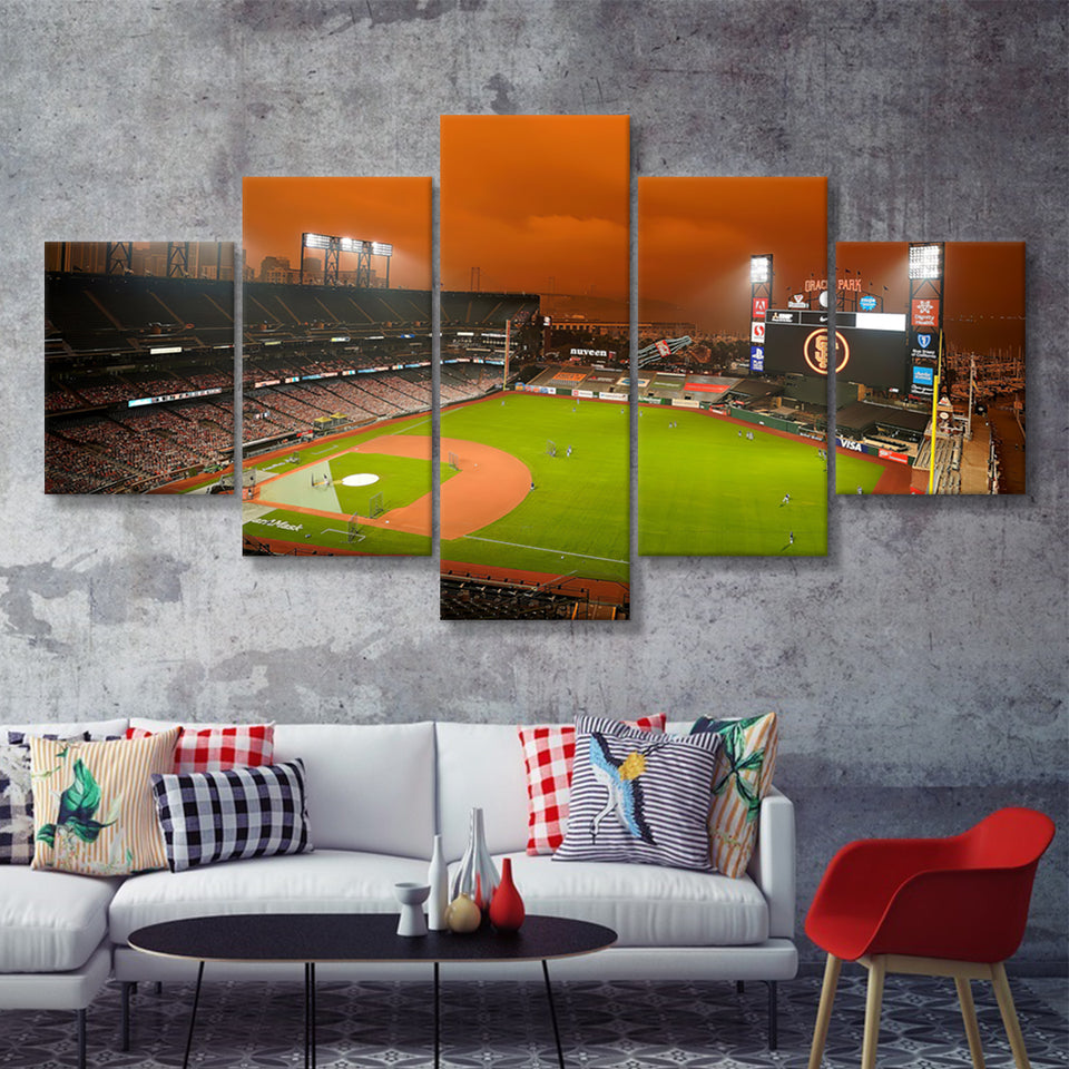 Oracle Park California 5 Pieces Canvas Prints Wall Art - Painting Canvas, Multi Panel, Wall Decor, Canvas Art