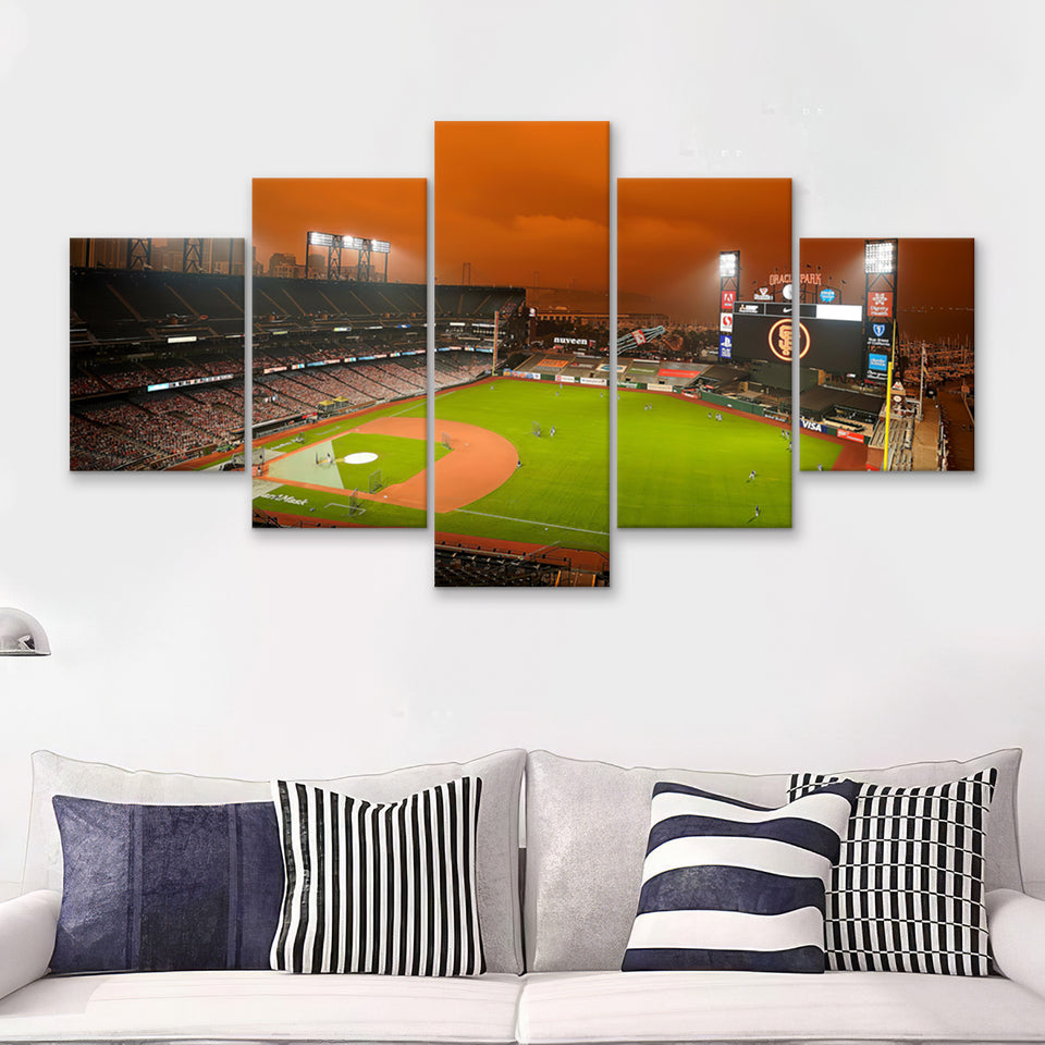 Oracle Park California 5 Pieces Canvas Prints Wall Art - Painting Canvas, Multi Panel, Wall Decor, Canvas Art