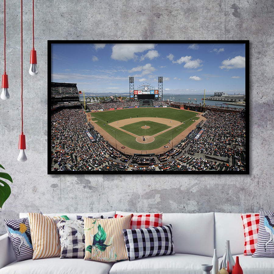 Oracle Park Formerly art Park, Stadium Canvas, Sport Art, Gift for him, Framed Art Prints Wall Art Decor, Framed Picture