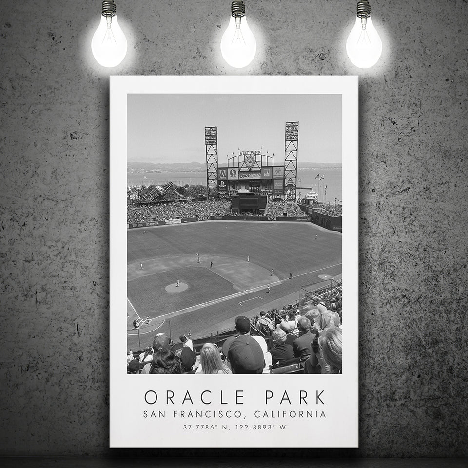 Oracle Park San Francisco Giants Baseball Lovers Black And White Art Canvas Prints Wall Art Home Decor