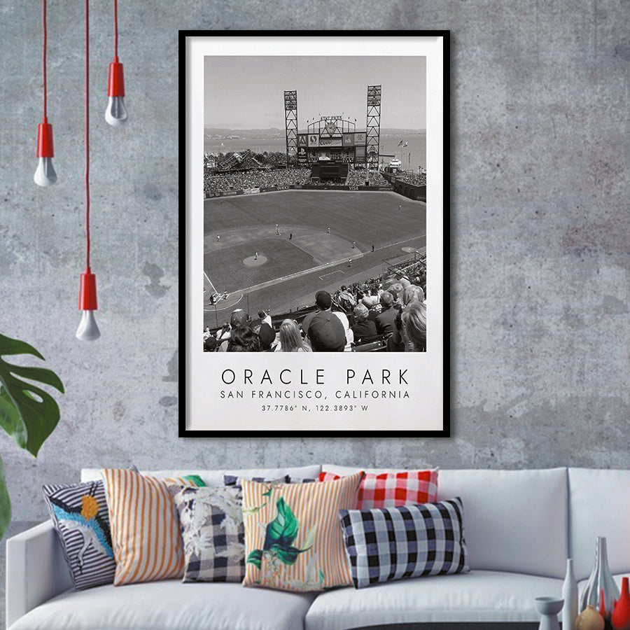 Oracle Park San Francisco Giants Baseball Lovers Black And White Art Framed Art Prints Wall Art Decor, Framed Picture