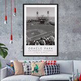 Oracle Park San Francisco Giants Baseball Lovers Black And White Art Framed Art Prints Wall Art Decor, Framed Picture