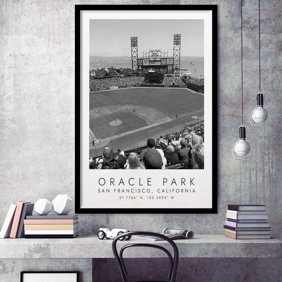 Oracle Park San Francisco Giants Baseball Lovers Black And White Art Framed Art Prints Wall Art Decor, Framed Picture