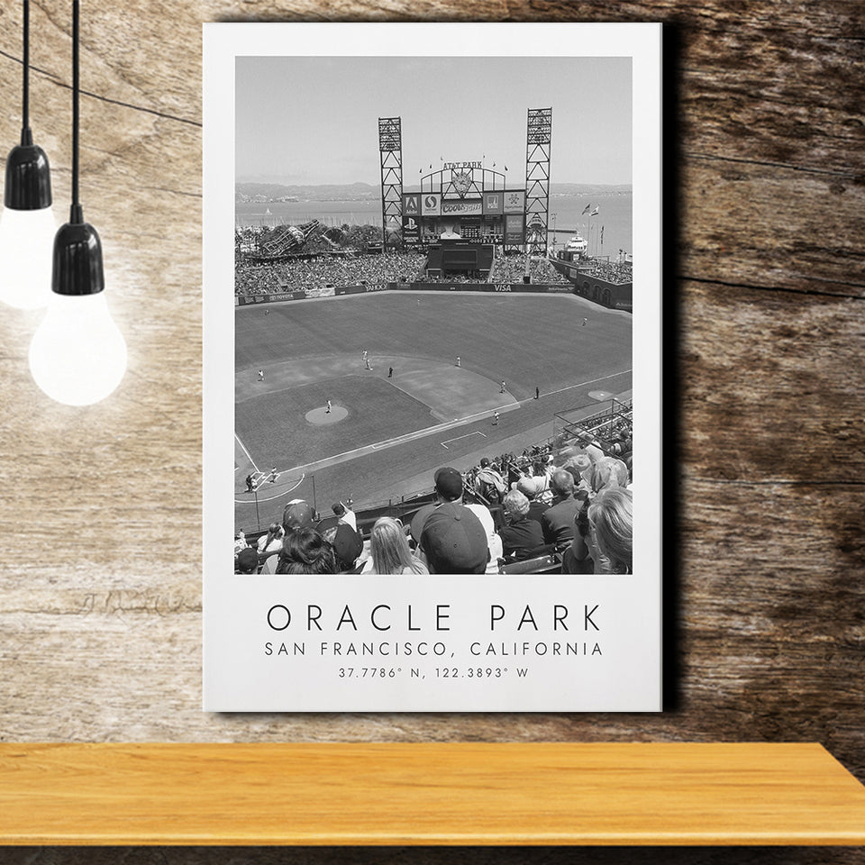 Oracle Park San Francisco Giants Baseball Lovers Black And White Art Canvas Prints Wall Art Home Decor
