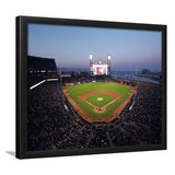 Oracle Park at Night, Stadium Canvas, Sport Art, Gift for him, Framed Art Prints Wall Art Decor, Framed Picture