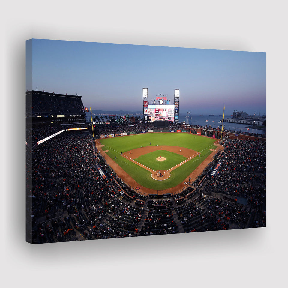 Oracle Park at Night, Stadium Canvas, Sport Art, Gift for him, Fan Gift, Canvas Prints Wall Art Decor