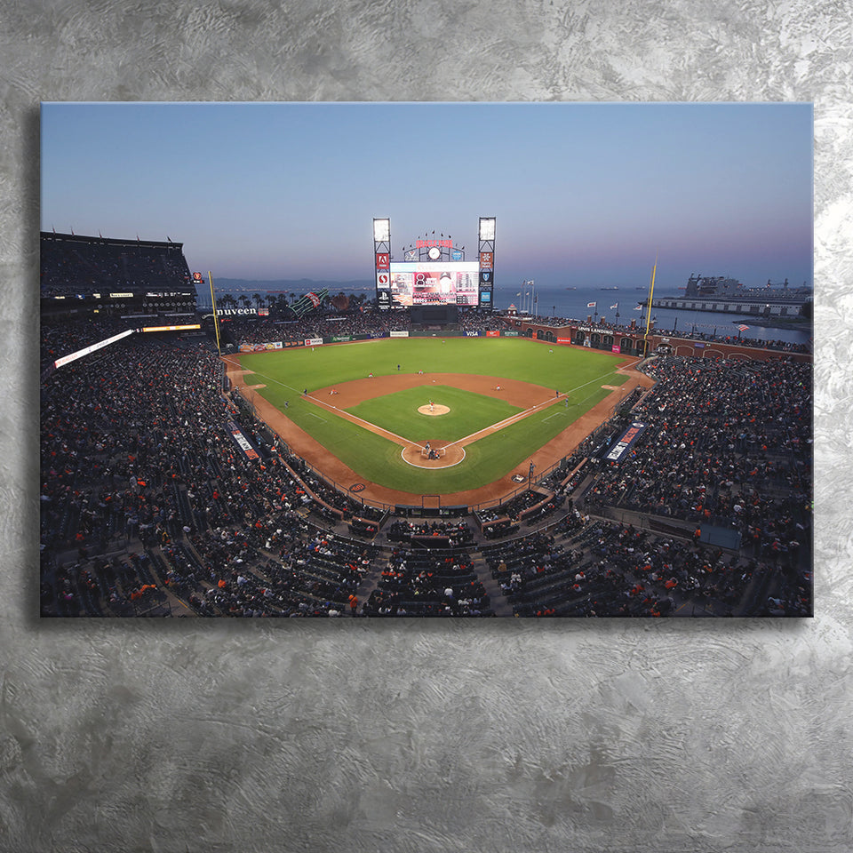 Oracle Park at Night, Stadium Canvas, Sport Art, Gift for him, Fan Gift, Canvas Prints Wall Art Decor