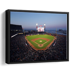 Oracle Park at Night, Stadium Canvas, Sport Art, Gift for him, Framed Canvas Prints Wall Art Decor, Framed Picture