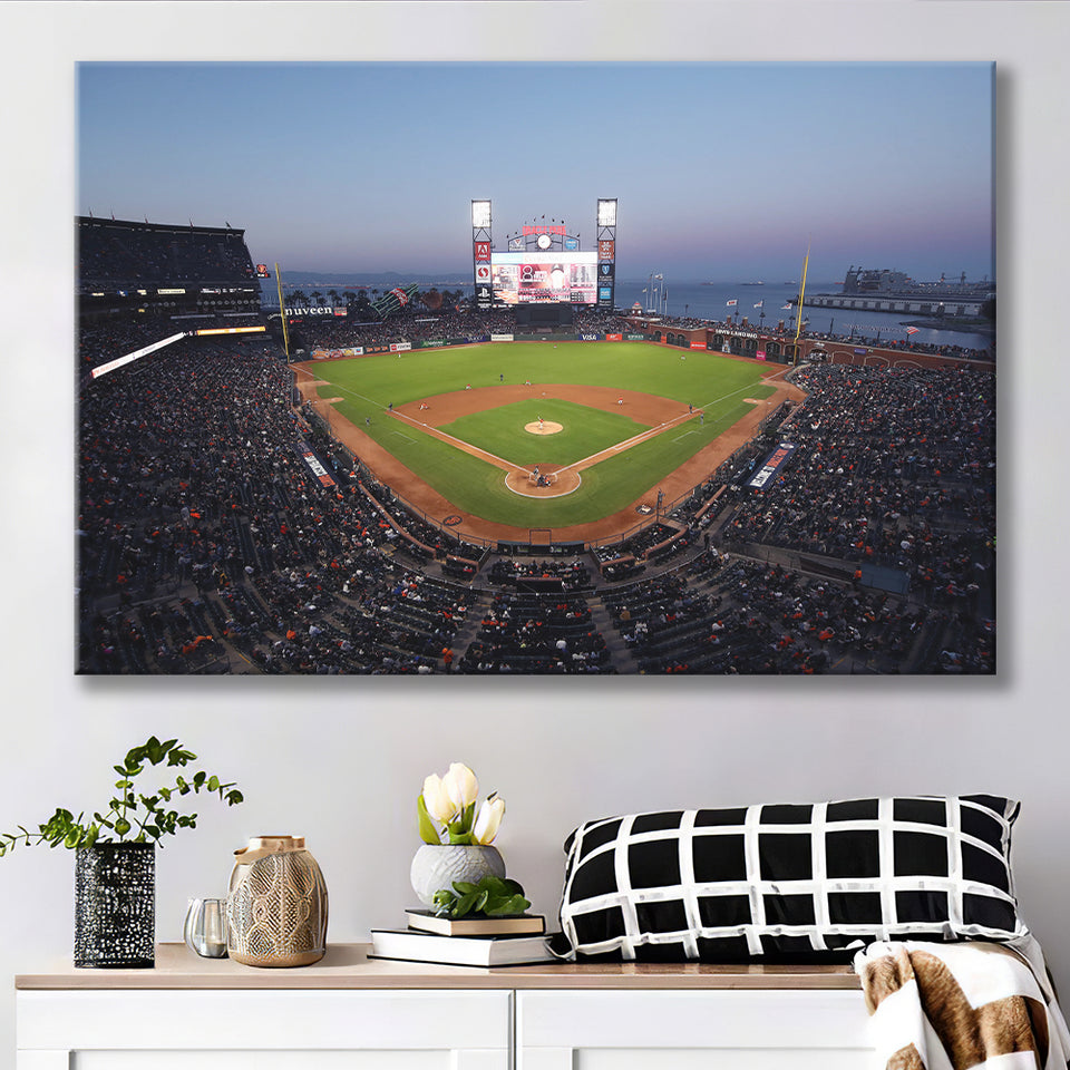Oracle Park at Night, Stadium Canvas, Sport Art, Gift for him, Fan Gift, Canvas Prints Wall Art Decor
