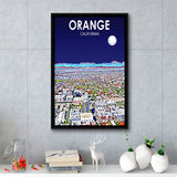 Orange CA Art V1, Large Canvas, Framed Canvas Print Wall Art Home Decor, Floating Frame