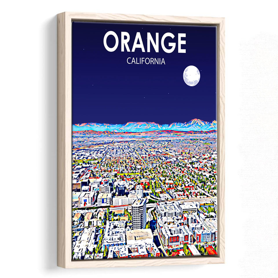 Orange CA Art V1, Large Canvas, Framed Canvas Print Wall Art Home Decor, Floating Frame