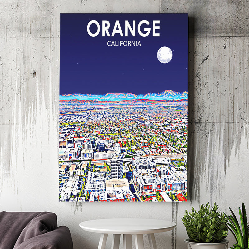 Orange CA Art V1 ,City Art Print, Large Canvas, Canvas Print Wall Art Home Decor