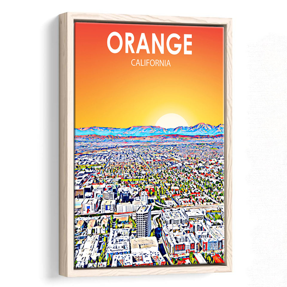 Orange CA Art, Large Canvas, Framed Canvas Print Wall Art Home Decor, Floating Frame