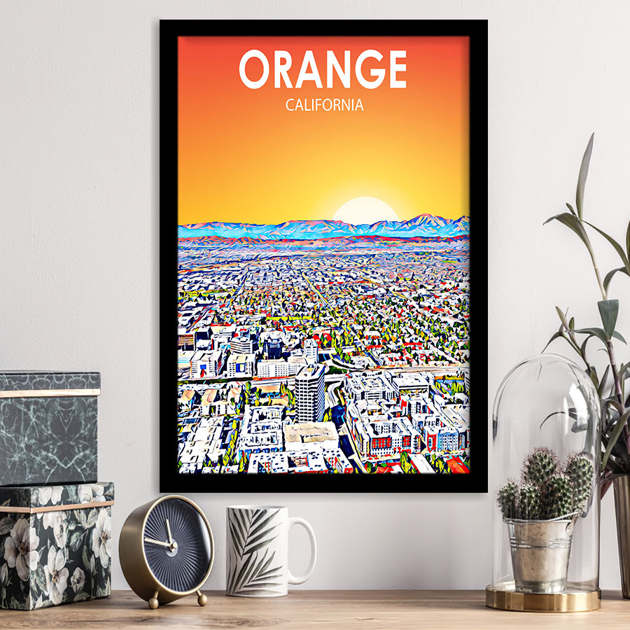 Orange CA Art, City Art Print, Framed Art Print Wall Art Home Decor, Framed Picture
