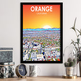 Orange CA Art, City Art Print, Framed Art Print Wall Art Home Decor, Framed Picture