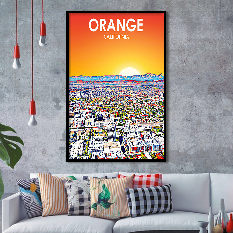 Orange CA Art, City Art Print, Framed Art Print Wall Art Home Decor, Framed Picture