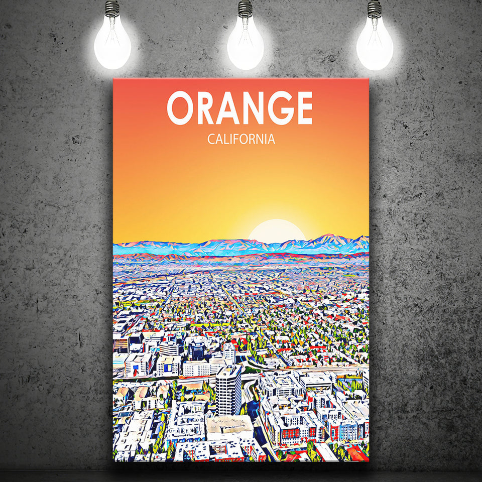 Orange CA Art ,City Art Print, Large Canvas, Canvas Print Wall Art Home Decor