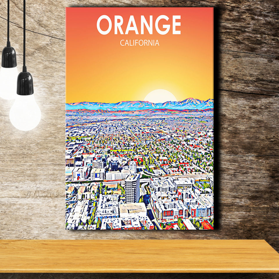 Orange CA Art ,City Art Print, Large Canvas, Canvas Print Wall Art Home Decor