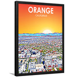 Orange CA Art, City Art Print, Framed Art Print Wall Art Home Decor, Framed Picture