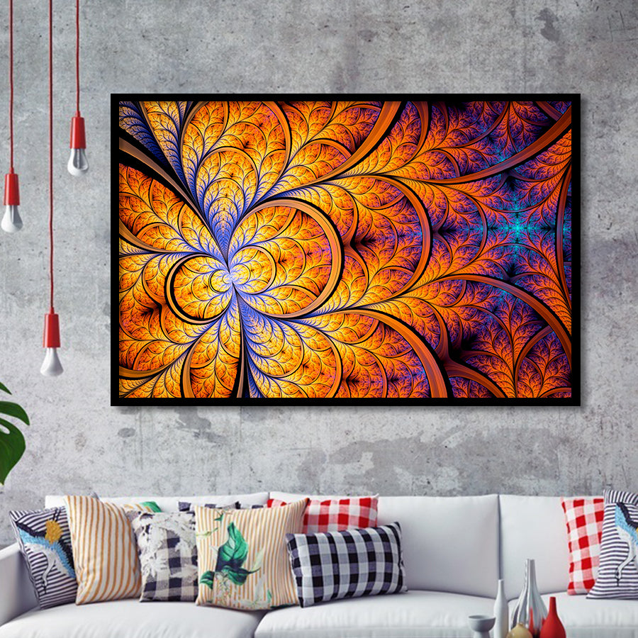 Orange Fractal Abstract Fractal Print Extra Framed Art Prints Wall Decor - Painting Art,Framed Picture,For Sale, Ready to hang
