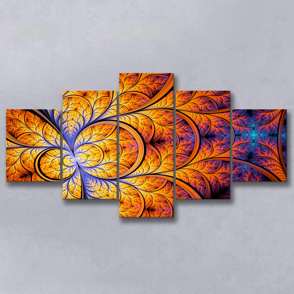 Orange Fractal Abstract Fractal Print Extra Large Canvas Prints Multi Panels Wall Art Prints Home Decor