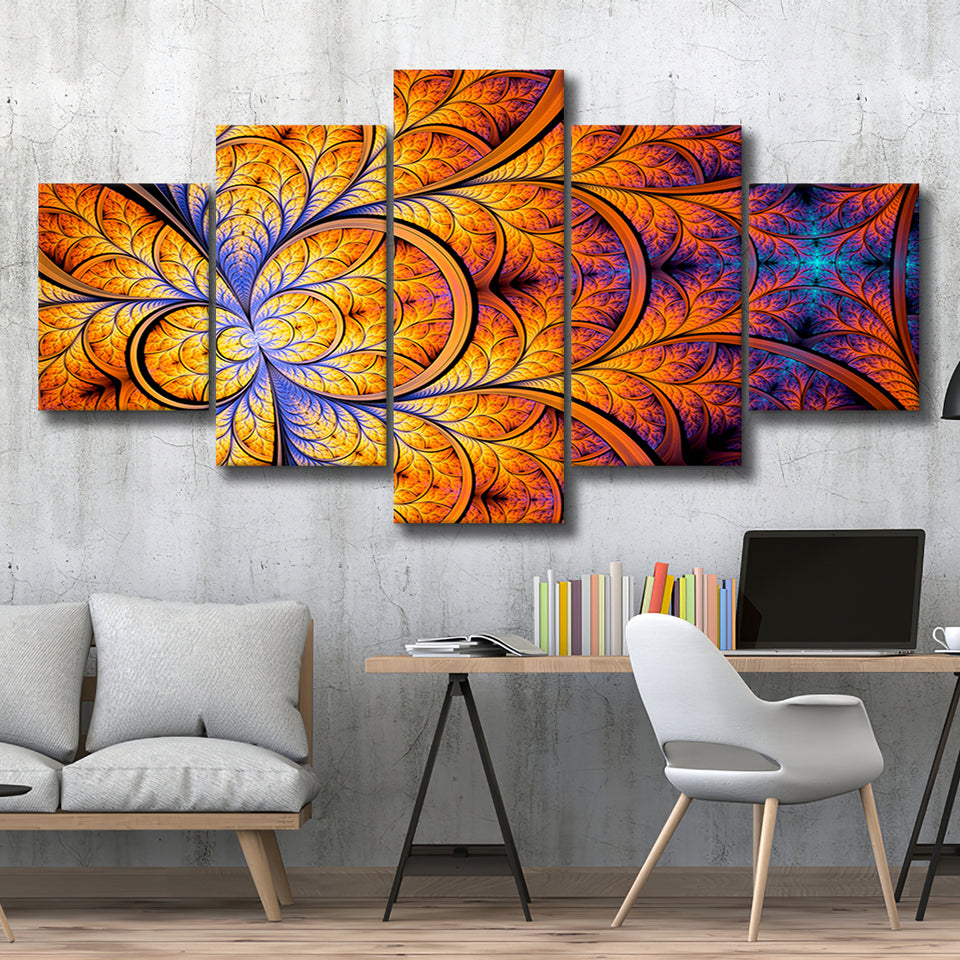 Orange Fractal Abstract Fractal Print Extra Large Canvas Prints Multi Panels Wall Art Prints Home Decor