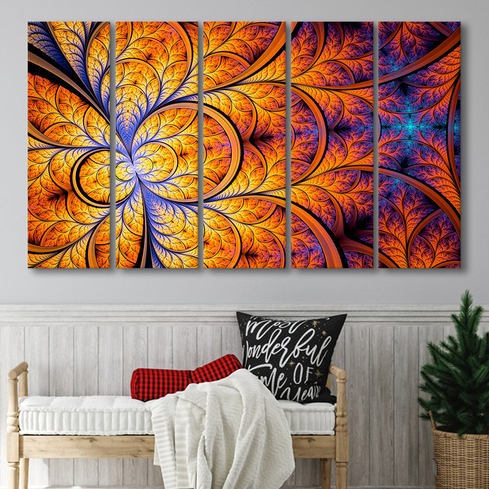 Orange Fractal Abstract Fractal Print Extra Extra Large Canvas Prints Multi Panels B Wall Art Prints Home Decor