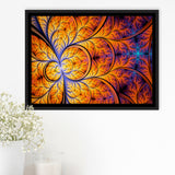 Orange Fractal Abstract Fractal Framed Canvas Prints Wall Art Home Decor - Painting Canvas, Black Frame, Framed Picture