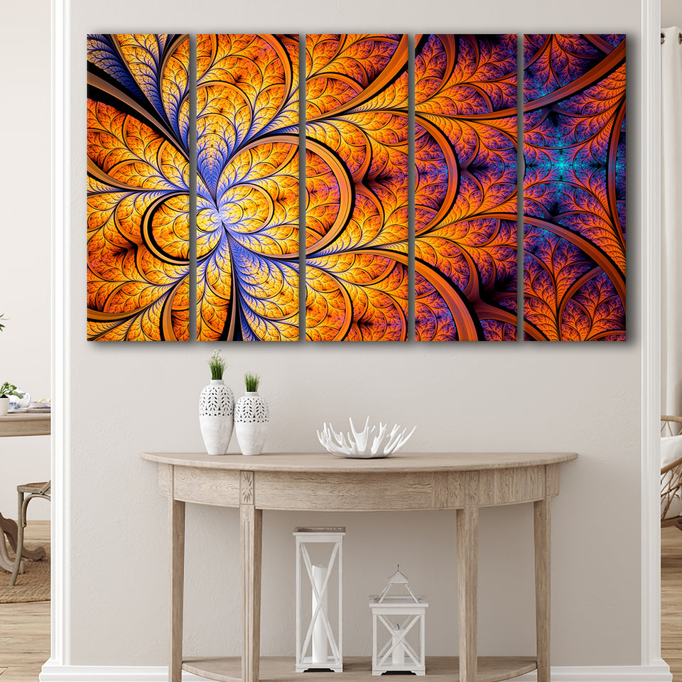 Orange Fractal Abstract Fractal Print Extra Extra Large Canvas Prints Multi Panels B Wall Art Prints Home Decor