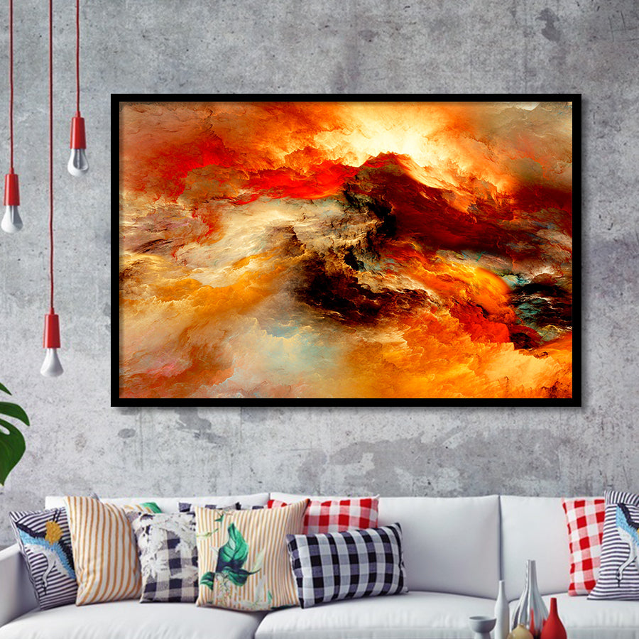 Orange Marble Abstract Framed Art Prints Wall Art Decor, Framed Picture, Home Decor